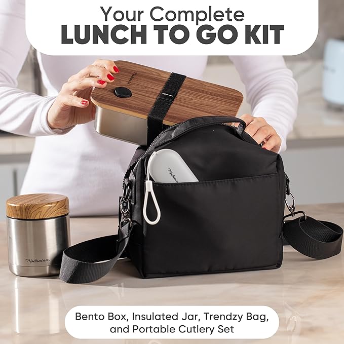 Leak Resistant Stainless Steel Bento Box For Adults|Stainless Steel Lunch Box for Adults |44Oz| BentoBox/Lunchbox| Lunch Container | Microwave Safe (Bottom container) |Bamboo Lid- SIlver
