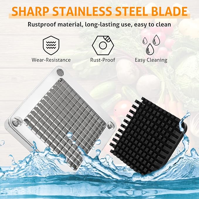 WICHEMI Replacement Chopper Blade 1/4" Blade Commercial Vegetable Chopper Stainless Steel Onion Chopper Dicer Blades and Pusher Block for Tomato Dicer French Fry Cutter