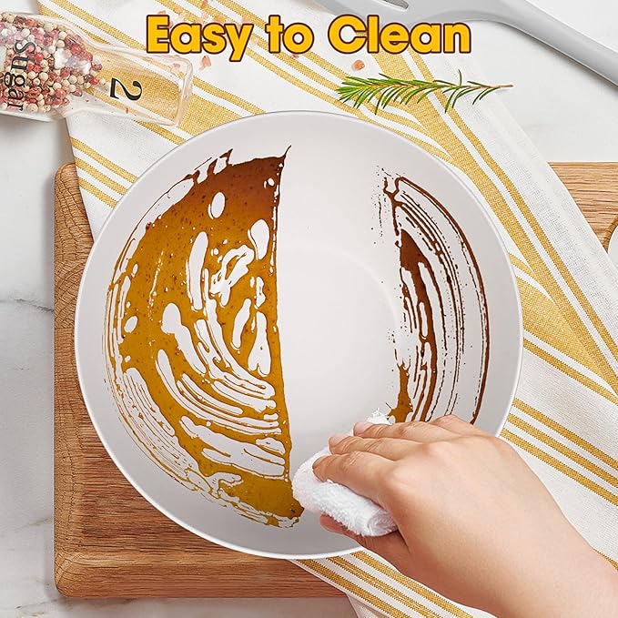 ShineMe Salad Serving Bowls with Lid and Utensils, 10" Bamboo Fiber Large Salad Bowl Set of 3, Kitchen Mixing Bowls for Preparing, Storing and Serving Cereal, Fruit,Chips, Bread
