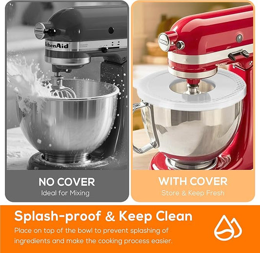 5 QT Food-Grade Stainless Steel Mixer Bowl for KITCHENAID TILT-HEAD STAND MIXERS 4.5-Quart (4.3 L) & 5-Quart (4.7 L), Dishwasher Safe Replacement Mixing Bowl with Splash-proof Cover & Anti-slip Handle