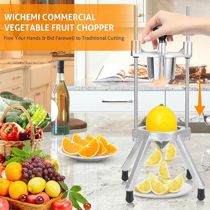WICHEMI Commercial Easy Wedger 8 Section Lemon Slicer Lemon Cutter Commercial Fruit Cutter Slicer Lime Cutter Orange Slicer Commercial Vegetable Chopper Dicer for Home Bar Restaurant
