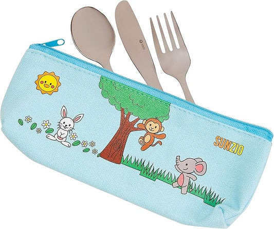 Kids Silverware Set, 18/10 Stainless Steel 12 Piece Cutlery Set with 4 Forks, 4 Spoons, 4 Small Knives, Toddler Metal Travel Utensils with Case, Child Safe Flatware, Dishwasher Safe, 1 Set