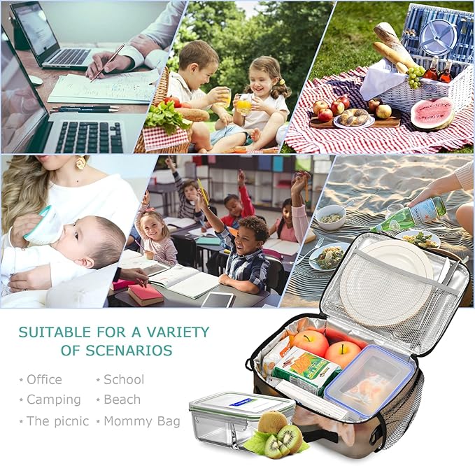 Dog Puppy Lunch Box for Kids Adults Little Corgi Pembroke Puppy Adventures Flowers Insulated Lunch Bag with Shoulder Strap Reusable Cooler Bags Lunch Tote for Office School Girls Boys Teens