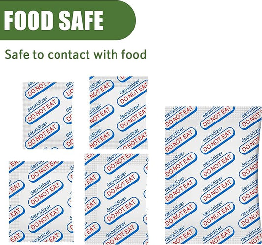 100 Packs 700CC Food Grade Oxygen Absorbers (10 Pack in Individual Vacuum Bag ) , Oxygen Absorbers For Long Term Food Storage with Oxygen Indicator , Works in Mylar Bags, Mason Jars, and Vacuum Bags