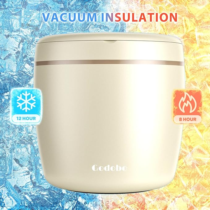 Thermo for Hot Food 32oz, Vacuum Insulated Food Jar for Adults, Stainless Steel Soup Thermo Wide Mouth Leakproof Lunch Containers with Spoon for School Office, Beige
