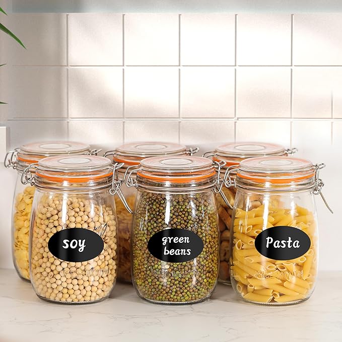32oz Wide Mouth Mason Jars (12 Pack) – Reusable Airtight Glass Storage Jars with Hinged Lids, BPA-Free & Dishwasher Safe, Perfect for Canning, Pickling, Coffee & Fermenting