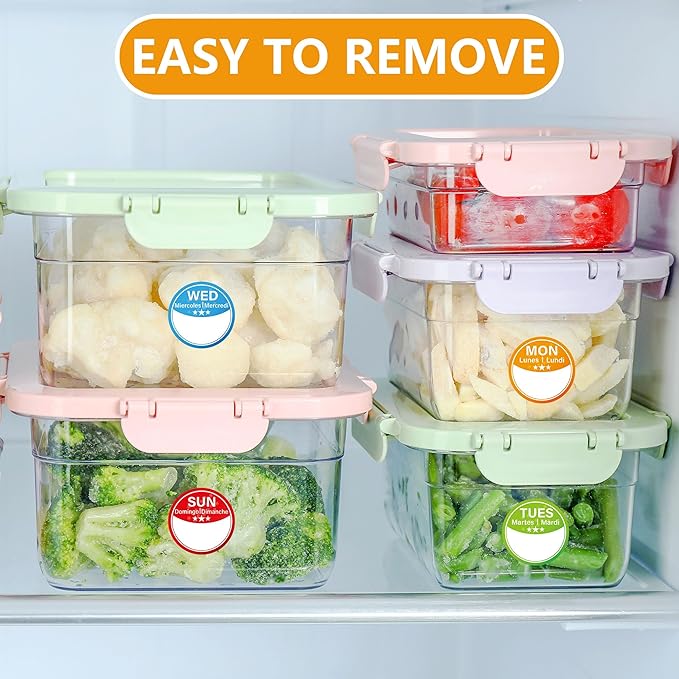 Lesnala 2520 Pcs Food Labels Stickers 7 Day of The Week Food Labels Writable and Peel Tab for Home Kitchen Restaurant Monthly Planners Meal Prep Accessory 1inch