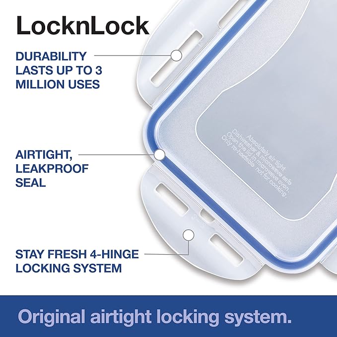 LOCK & LOCK Pantry Container Food Storage Bin, Rectangular, BPA-free/Dishwasher Safe, 4 Piece Set (Multi Size), Clear