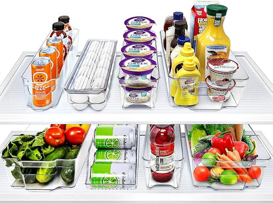 Sorbus Fridge Bins and Freezer Bins Refrigerator Organizer Stackable Food Storage Containers BPA-Free Drawer Organizers for Refrigerator Freezer and Pantry (Pack of 8)