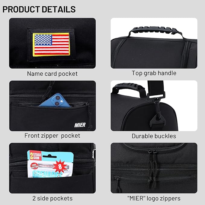 MIER Adult Lunch Box Insulated Lunch Bag Large Cooler Tote Bag for Men, Women, Double Deck Cooler(Black Large)