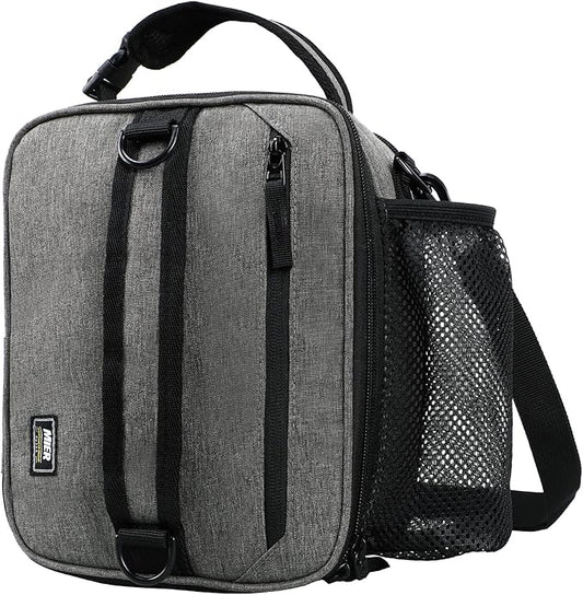 MIER Expandable Lunch Bag Insulated Lunch Box for Men to Work Travel Portable Lunchbox Bags with Shoulder Strap and Water Bottle Holder, Grey