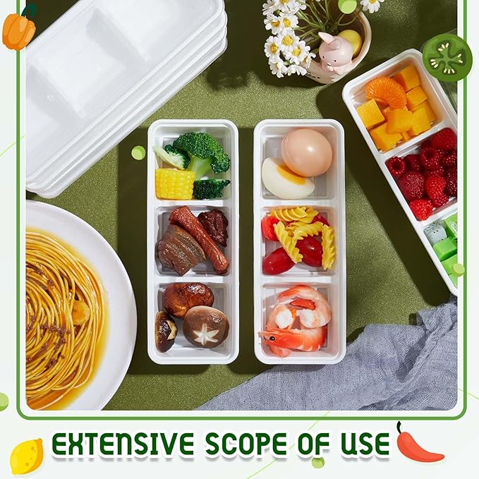 Hushee 100 Pack 17 oz Small Meal Prep Containers 3 Compartments with Lids, Disposable Plastic Bento Boxes Reusable Stackable Food Containers Travel Lunch Boxes for Office, Picnic (White)