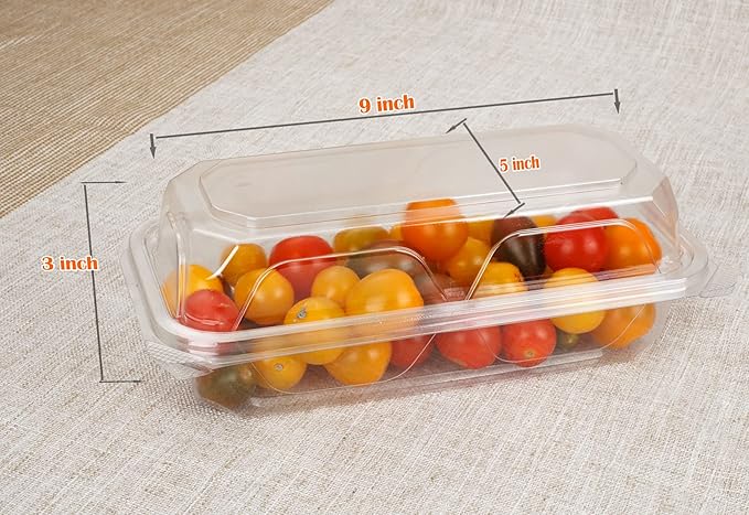 Golden Apple, Clear Plastic Square Hinged Food Container, 5" Length x 9" Width x 3" Depth, 20pieces