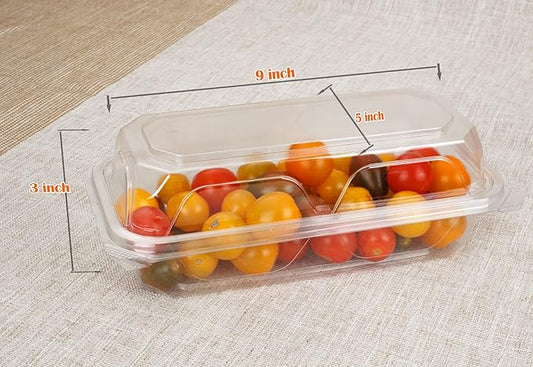 Golden Apple, Clear Plastic Square Hinged Food Container, 5" Length x 9" Width x 3" Depth, 20pieces