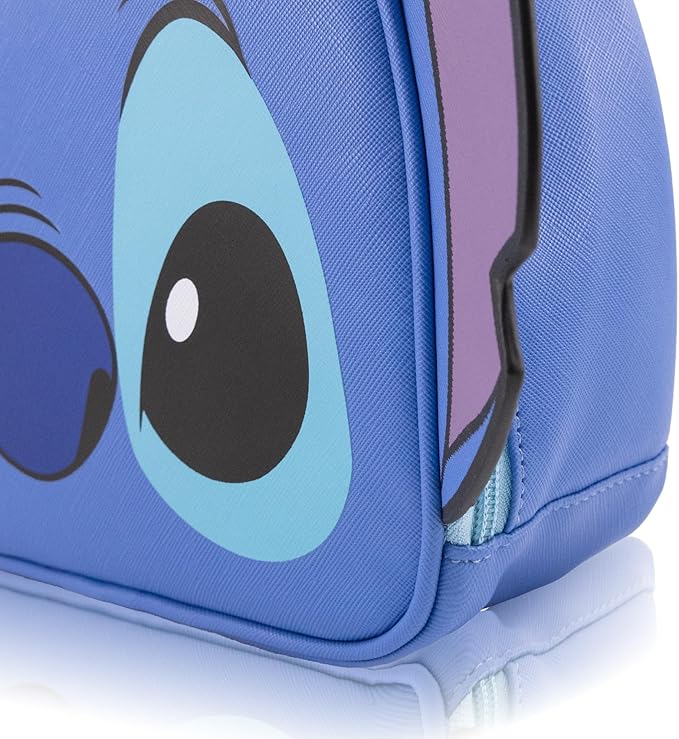 Disney Lilo and Stitch Lunch Box for Kids | PU Leather Insulated Lunch Bag Lunch Box for Girls, Boys, Unisex, Toddlers | Stitch Blue Reusable Lunchbox