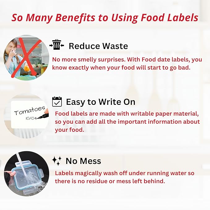 2x3 Food Labels - 500 Blank Dissolvable Stickers for Containers, Kitchen, Freezer, and Baby Food