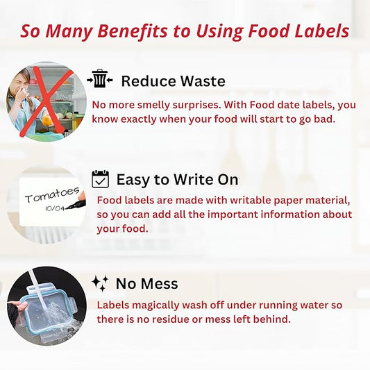 2x3 Food Labels - 500 Blank Dissolvable Stickers for Containers, Kitchen, Freezer, and Baby Food
