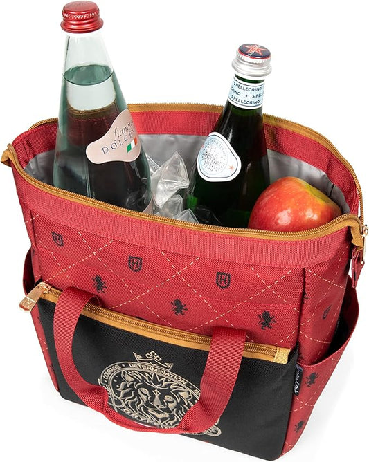 PICNIC TIME Harry Potter Gryffindor On The Go Lunch Cooler, Soft Cooler Lunch Box, Insulated Lunch Bag, (Black with Red Accents)