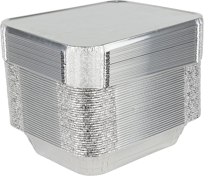 Stock Your Home 10 Pack 9x13 Pans with Lids - Aluminum Pans With Lids - Disposable Tray - Steam Table Deep Half Size Pans - For Cooking, Food Storage, BBQ, Grilling, Catering
