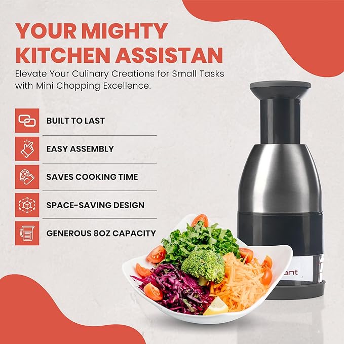 Slap Chop Manual Hand Chopper - Versatile Food Dicer, Vegetable slicer and Onion Chopper, Handy Nut Chopper, Garlic Mincer and Onion cutter, Tomato - Efficient and Quick Kitchen Aid