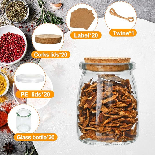 Brajttt Mini Yogurt Jars 6 Pack, 7 oz Glass Favor Jars with Cork Lids, Pudding Containers with Lids, Mason Jar Wedding Favors Honey Pot with Label Tags and String