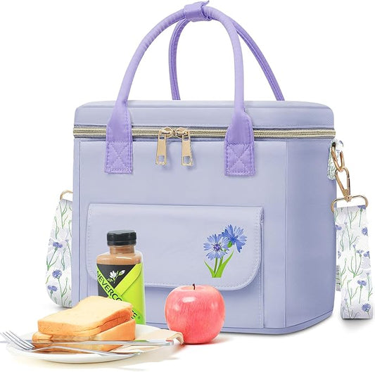 Small Insulated Lunch Bag Box Women - Leakproof Water-Repellent Lightweight Cooler with Removable Strap for Work Picnic - Teacher Mothers Day Christmas Birthday Gifts