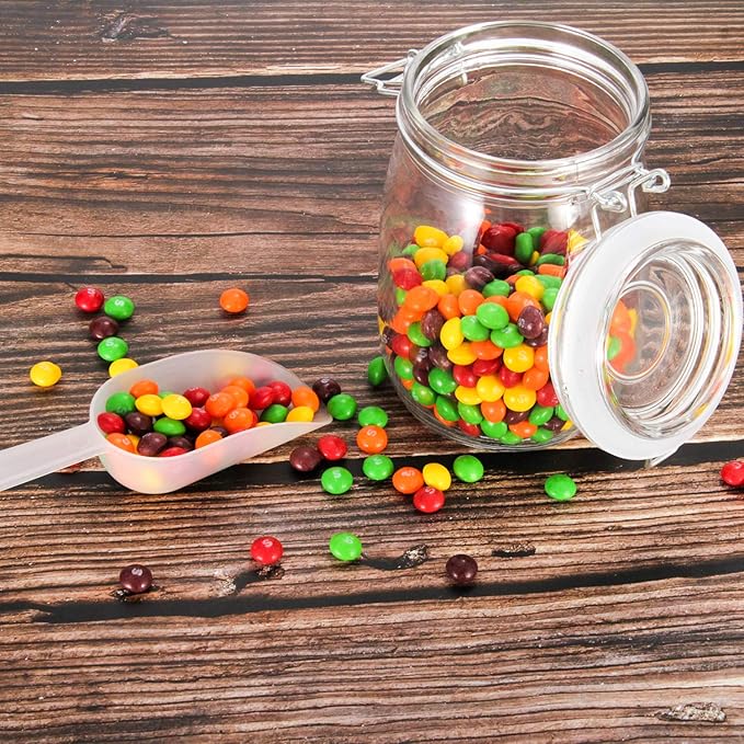 OAMCEG 4 Pack Wide Mouth Mason Jars - 34 OZ Airtight Glass Canning Jars with Leak Proof Rubber Gasket and Clip Top Lids, Perfect for Storing Coffee, Sugar, Flour or Sweets