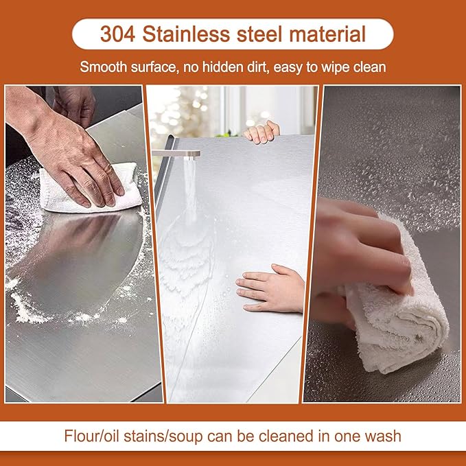 Stainless Steel Cutting Boards for Kitchen,304 Stainless Steel Chopping Boards with Lip and Non-slip silicone pad for Countertop Cutting Meats Fruits,Easy To Clean(11.8 * 15.7 * 0.06inch)
