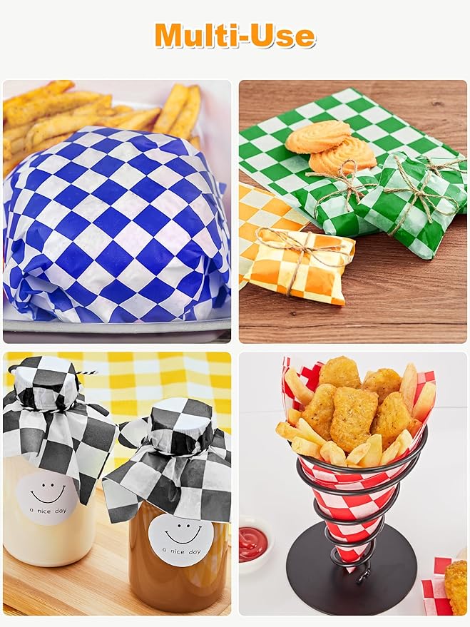 SMARTAKE 12 x 12 Inches Wax Paper for Food, 500 Pcs Non-Stick Hamburger Patty Paper, Square Sandwich Separators Wrapping Paper, for Lunch, Restaurants, Barbecues, Picnics, Parties, 5 Colors