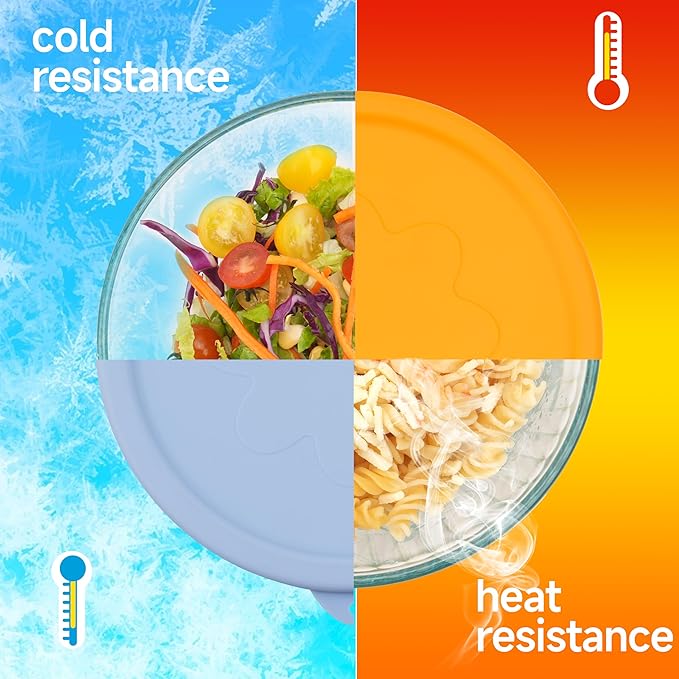 1 Pack Silicone Replacement Lids Only Fit for Pyrex 7404-S 4.5 Quart Sculpted Clear & Sculpted Tinted Glass Mixing Bowls, Extra Large Size Silicone Covers, Dishwasher & Microwave Safe