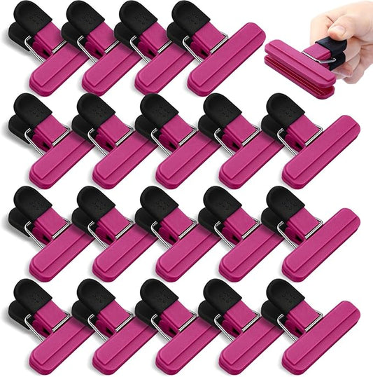 20 Pcs Chip Bag Clips Plastic Heavy Duty Clips Food Bag Clips Heavy Seal Grip for Food Storage Snack, 3.07 x 2.56 x 1.46 Inch(Rose Red)