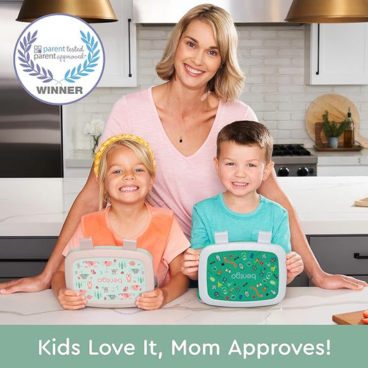 Bentgo Kids Prints Leak-Proof, 5-Compartment Bento-Style Kids Lunch Box - Ideal Portion Sizes for Ages 3-7, Durable, Drop-Proof, Dishwasher Safe, & Made with BPA-Free Materials (Nature Adventure)