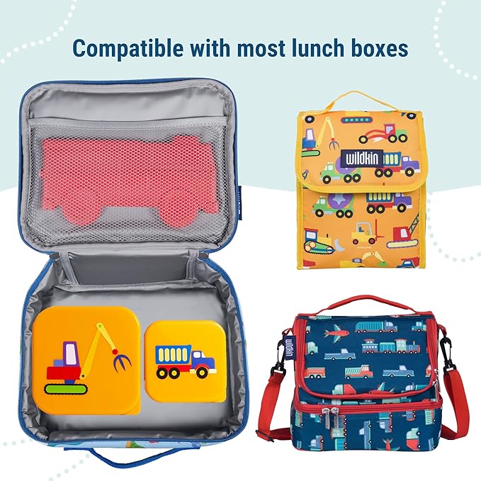 Wildkin Nesting Food Containers for Kids – Stackable, Airtight & Dishwasher Safe - Set of 3 - Under Construction