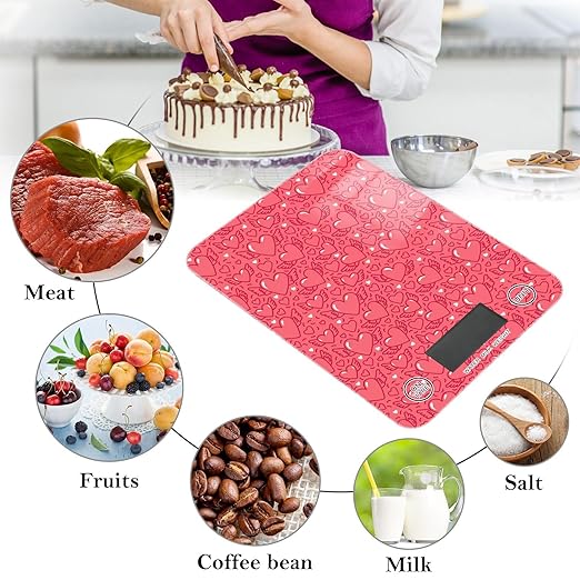 Food Scale Kitchen Scale Food Scales Digital Weight Grams and Ounces Small Electronic Food Scale for Baking Cooking Red Hearts