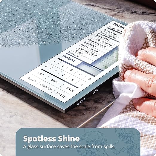 Nutrition Scale by Greater Goods with Food Grade Glass, Perfect for Calorie Counting, Meal Prep, and Weight Loss (Stone Blue)