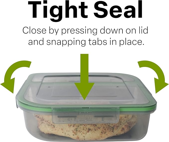 Assorted Size To-Go Food Containers, Pack Of 3, Reusable, Microwave Safe, Smoke/Green, NSF Certified, Smoke/Green