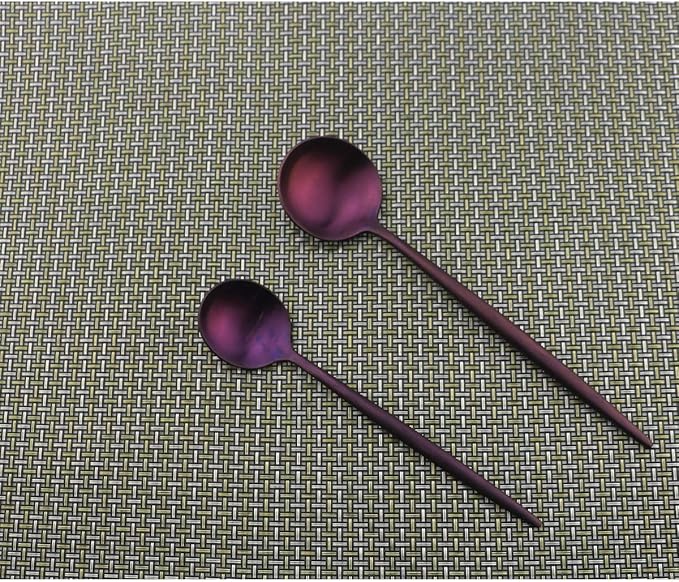 Flatware Set for 4, Luxury 20 Pieces Purple Plated Copper Color 18/10 Stainless Steel Silverware Flatware Sets Spoons Knives and Forks Set, Service for 4