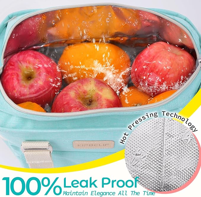 KIPBELIF Cute&Classy Roomy Insulated Lunch Bags for Women - Stylish & Functional Large Tote Adult Lunch Box for Working & Picnic