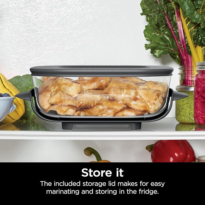 Ninja 2.5 QT TempWare Glass Container with Storage lid, Compatible Crispi Portable Cooking System, Microwave, Freezer and Dishwasher Safe, PFAS Free Glass Cooking Surface