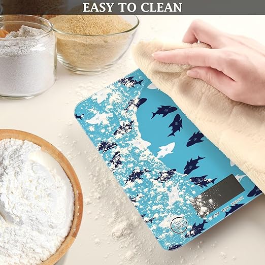 Food Scale Kitchen Scale for Baking Cooking Digital Food Weighing Measuring Scale Small Waterproof Electric Food Scale Shark Blue