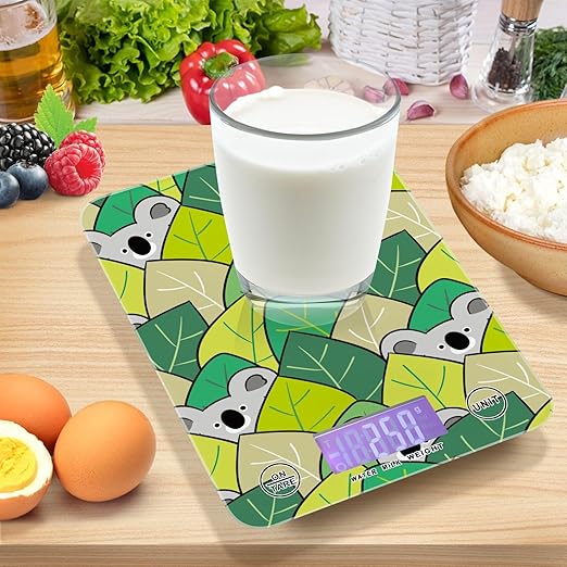 Food Scale Kitchen Scale for Baking Cooking Digital Food Weighing Measuring Scale Small Waterproof Electric Food Scale Cute Koala and Leaves