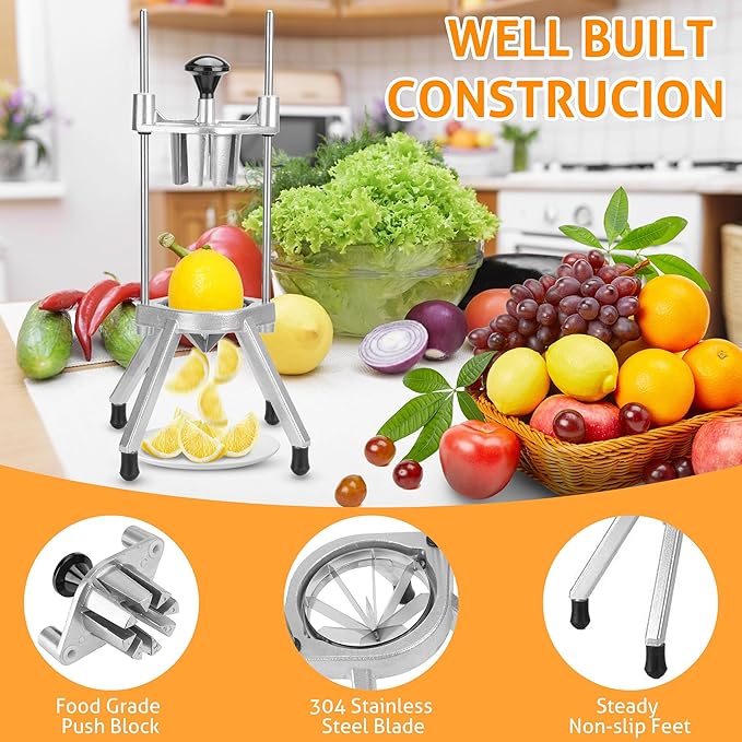WICHEMI Commercial Easy Wedger 8 Section Lemon Slicer Lemon Cutter Commercial Fruit Cutter Slicer Lime Cutter Orange Slicer Commercial Vegetable Chopper Dicer for Home Bar Restaurant