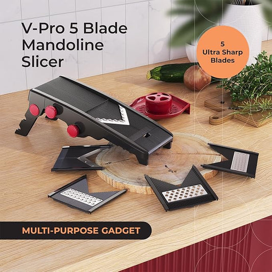 MuellerLiving Mandoline Slicer for Kitchen, Adjustable Vegetable Chopper, Fruit, Cheese Grater, Potato Chips Slicer - Black
