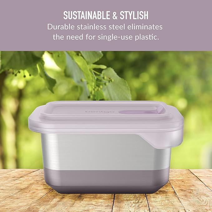 Bentgo MicroSteel Heat & Eat Container - Microwave-Safe, Sustainable & Reusable Stainless Steel Food Storage Container with Airtight Lid for Eco-Friendly Meal Prepping (Lunch Size - 3 Cups)