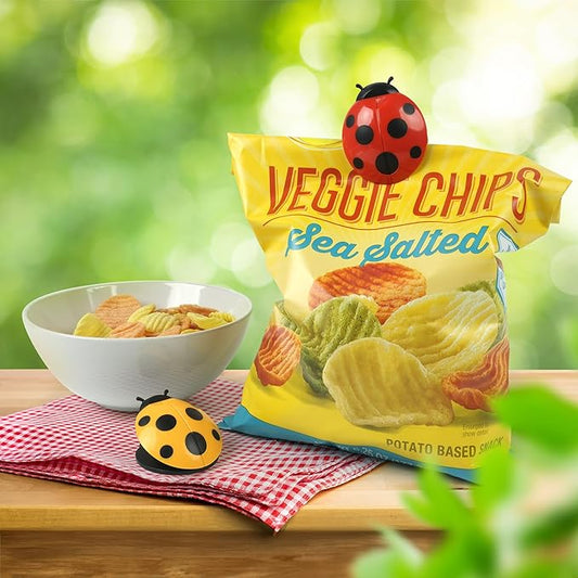 Genuine Fred BAG LADIES, Ladybug Bag Clips, Set of 4, Cute and Durable Food Storage Clips, Keeps Food Fresh, Fun Kitchen Accessories and Great Gift for Ladybug Lovers
