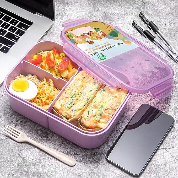 MISS BIG® Bento Box,Bento Box Adult,Lunch Box,Ideal Leak Proof Lunch Containers,No BPAs and No Chemical Dyes Bento Lunch Box,Dishwasher and Microwave Safe Lunch Containers for Adults(1900ml Purple)