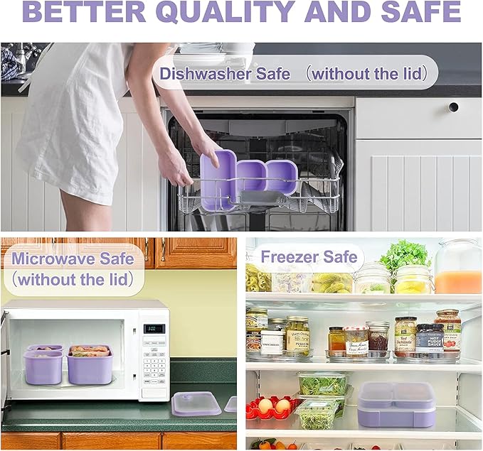 Genteen Bento Box for Kids, Kids Lunch Box with 3 Removable Compartments, Toddler Lunch Box for Daycare, School, Ideal Portion Size for Ages 3 to 7 BPA-Free Dishwasher Safe-Green - Purple
