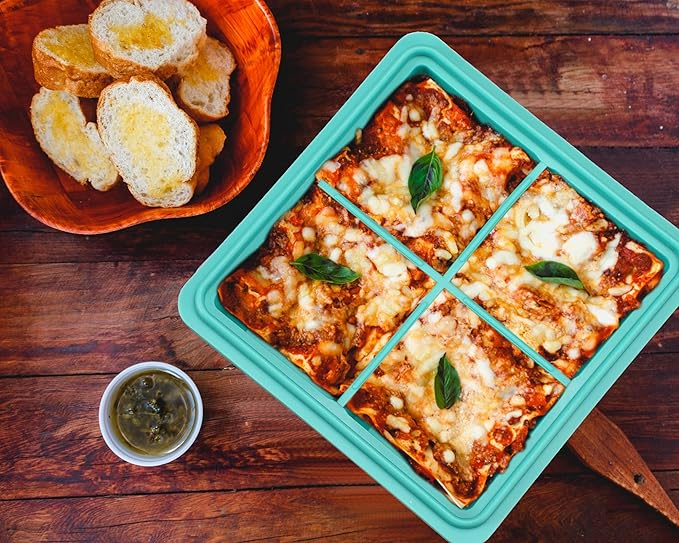 4 Pack Silicone Freezer Molds Gift Set Silicone Freezer Tray with Lid Large Ice Cube Tray Food Container for Meal Prepping,Storing Lasagna,Leftovers,Sauces,Portioned Meals
