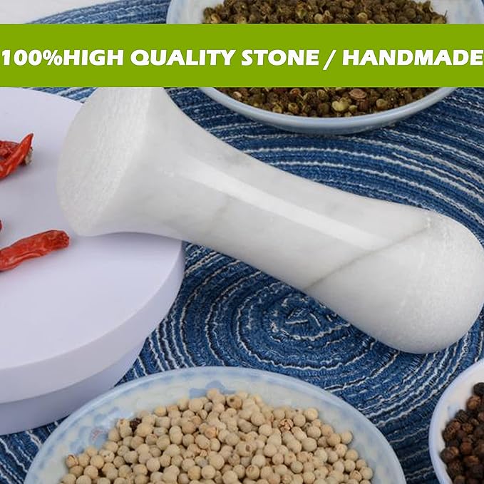 Tianman Marble Replacement Pestle 5.9" Length Polished, Use Pestle on Both Ends (Only Pestle Mortar Not Included) (Grey Marble Polished)
