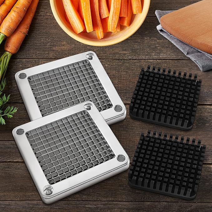 WICHEMI Replacement Chopper Blade 1/4" Blade Commercial Vegetable Chopper Stainless Steel Onion Chopper Dicer Blades and Pusher Block for Tomato Dicer French Fry Cutter (2 Pack)